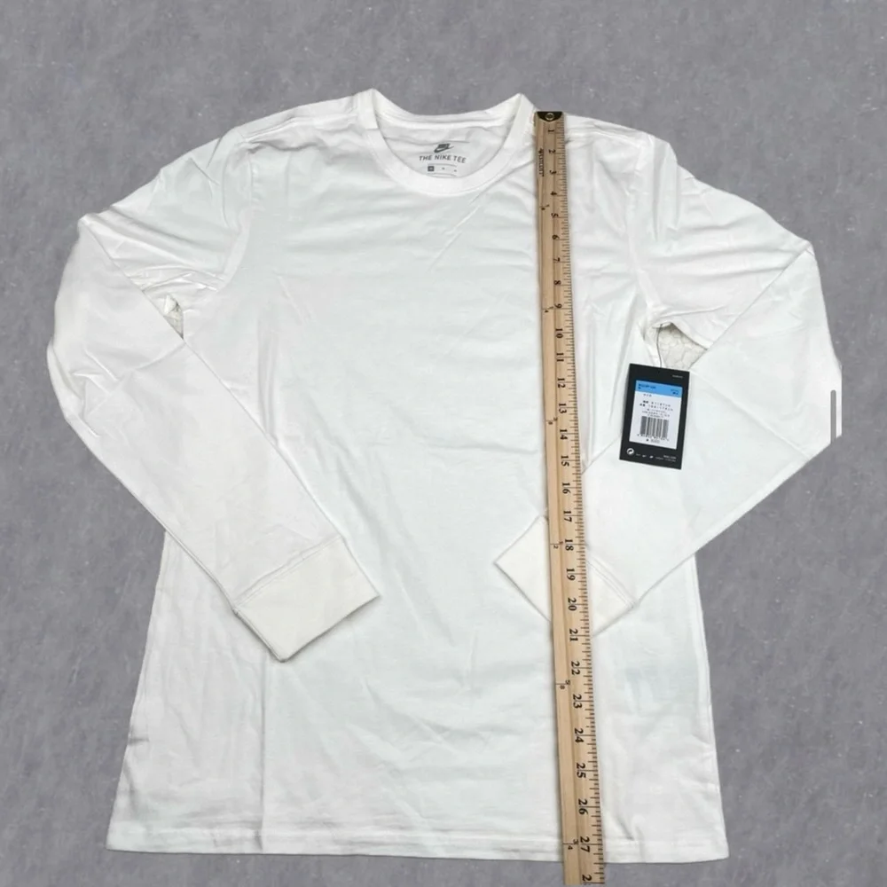 Nike NWT Long Sleeve Cotton Tee Essential White Medium - Picture 3 of 7